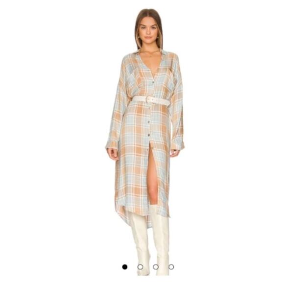 Show Me Your MuMu Leo Plaid Button Down Duster Top S - Picture 1 of 8